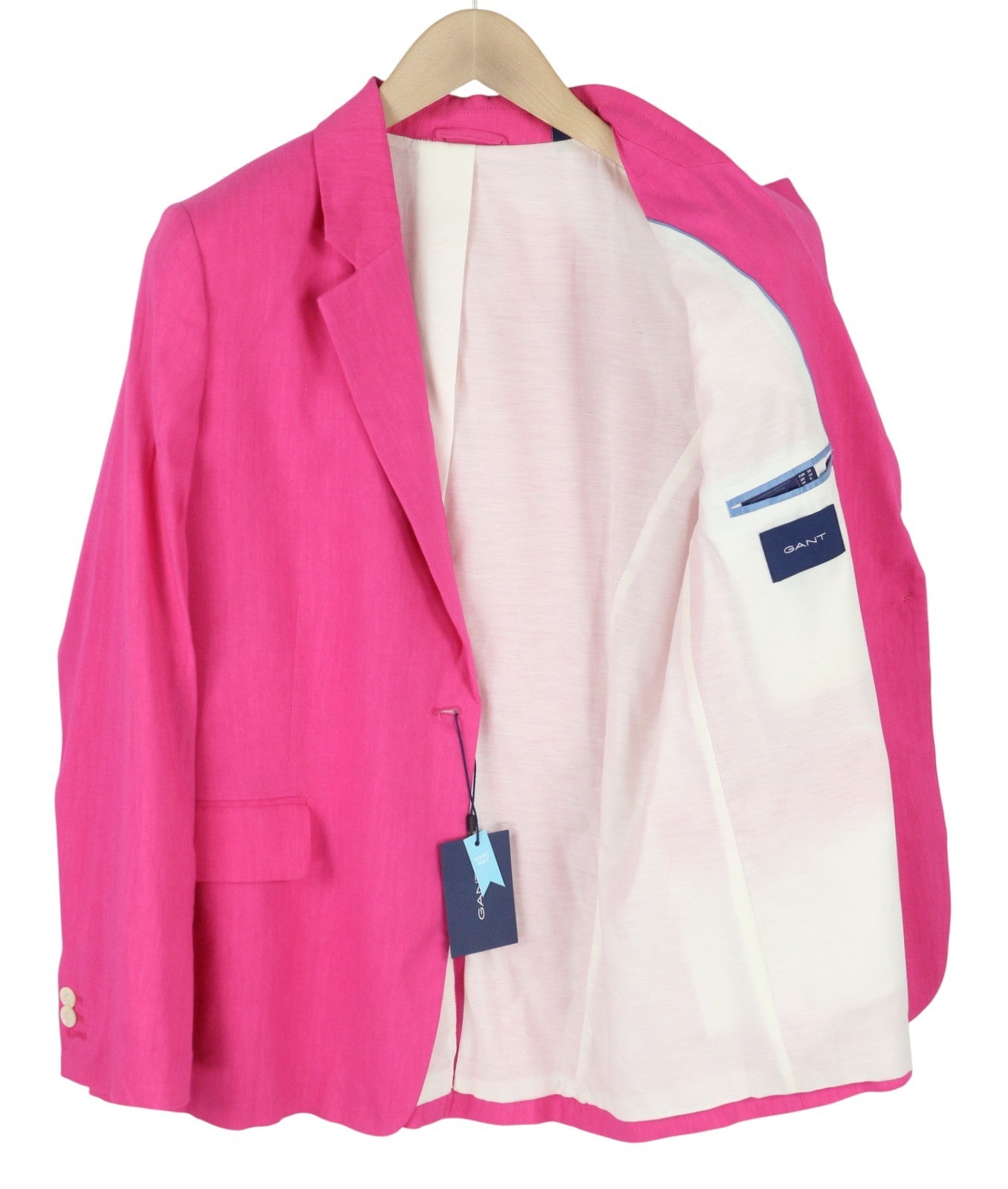 GANT Stretch Linen Straight Women Blazer EU38 Cabaret Pink Notch Single Breasted
