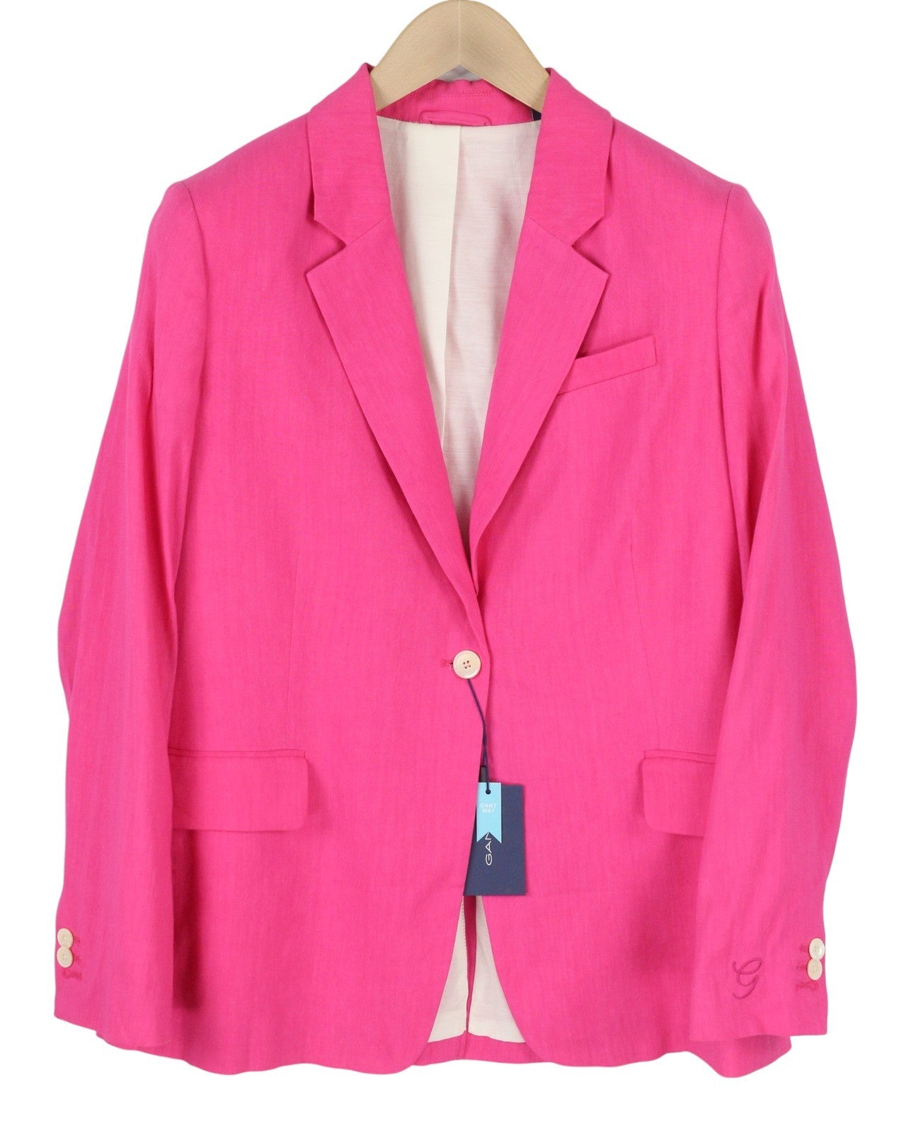 GANT Stretch Linen Straight Women Blazer EU38 Cabaret Pink Notch Single Breasted