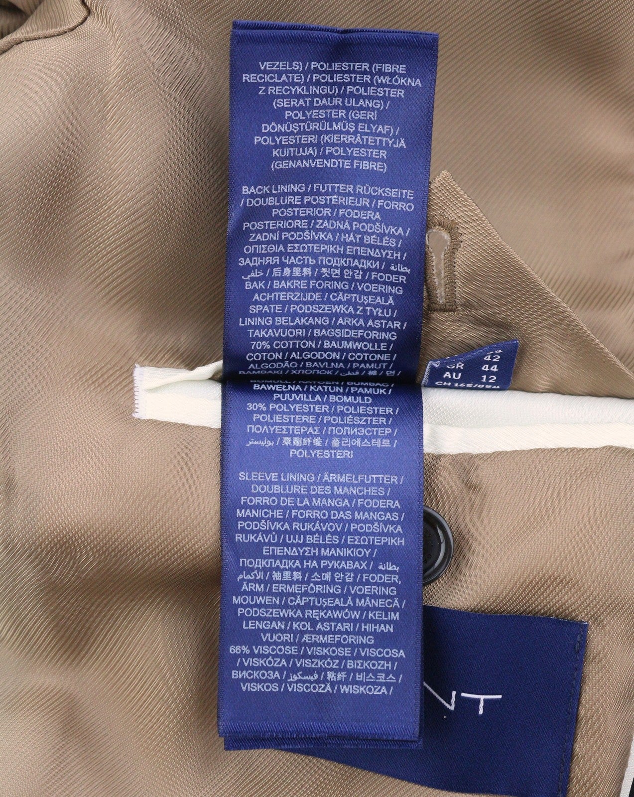 GANT Velvet Emb Shaped Women Blazer EU40 Evening Blue Embroidered Crown Peak