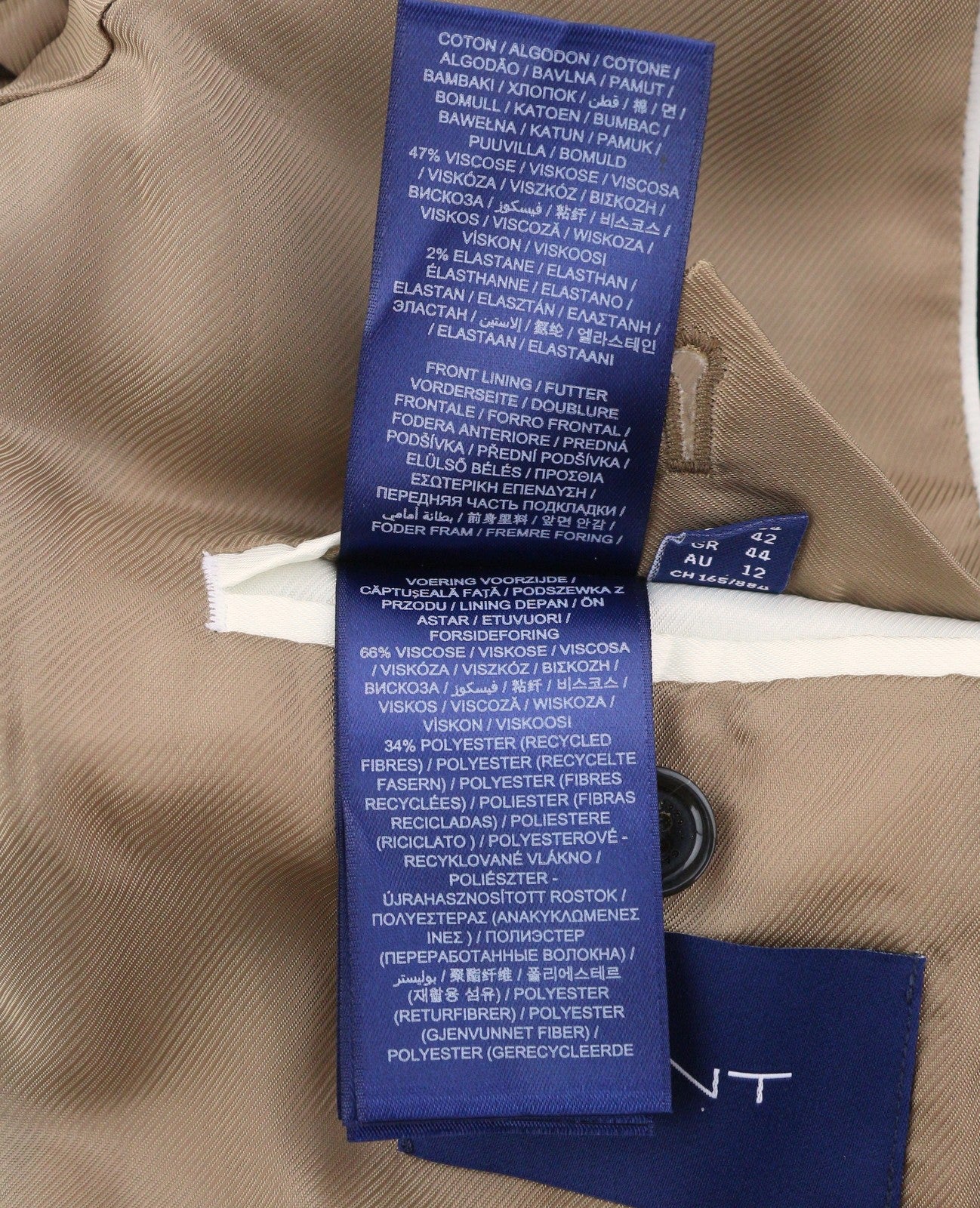 GANT Velvet Emb Shaped Women Blazer EU40 Evening Blue Embroidered Crown Peak