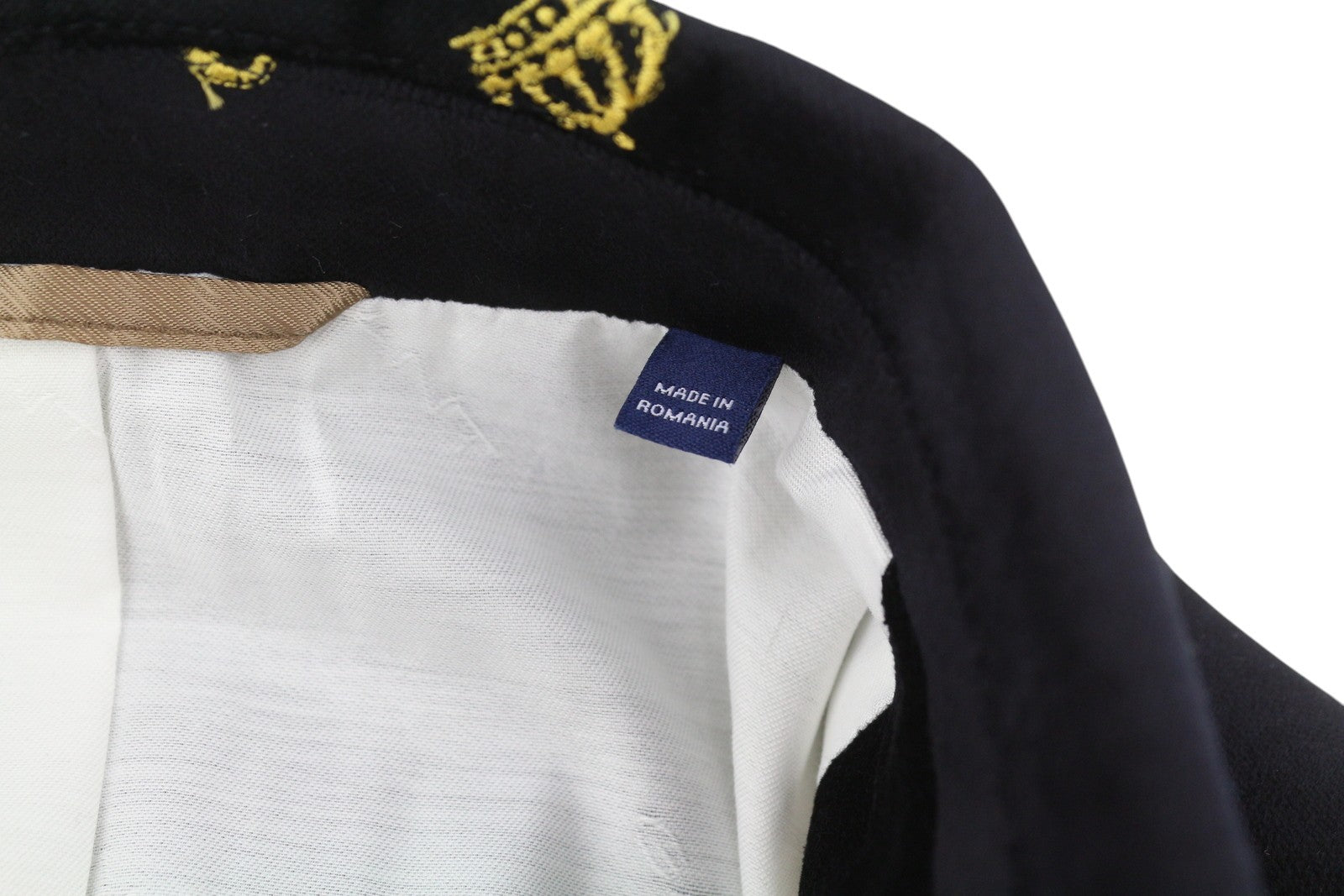 GANT Velvet Emb Shaped Women Blazer EU40 Evening Blue Embroidered Crown Peak