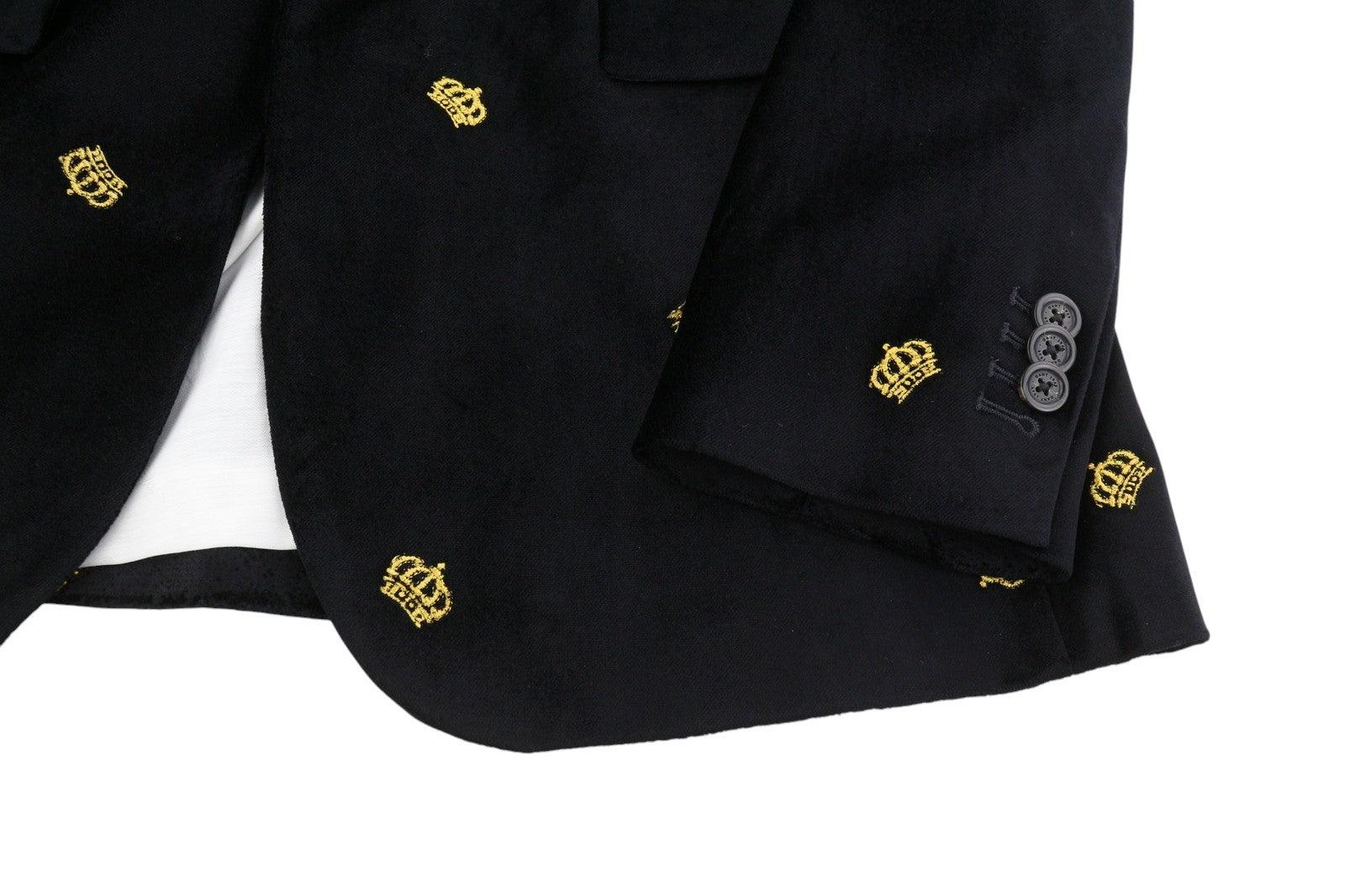 GANT Velvet Emb Shaped Women Blazer EU40 Evening Blue Embroidered Crown Peak