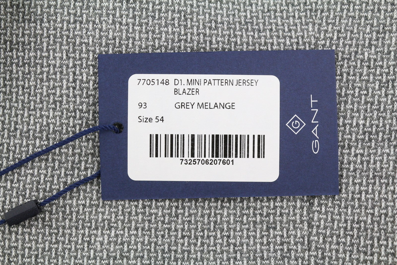 GANT Mini Pattern Jersey Men Blazer EU54 Grey Melange Slim Notch Single Breasted