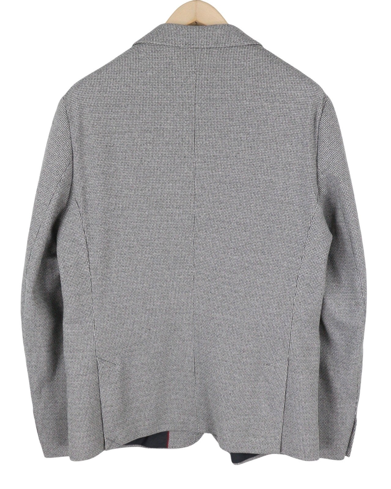 GANT Mini Pattern Jersey Men Blazer EU54 Grey Melange Slim Notch Single Breasted