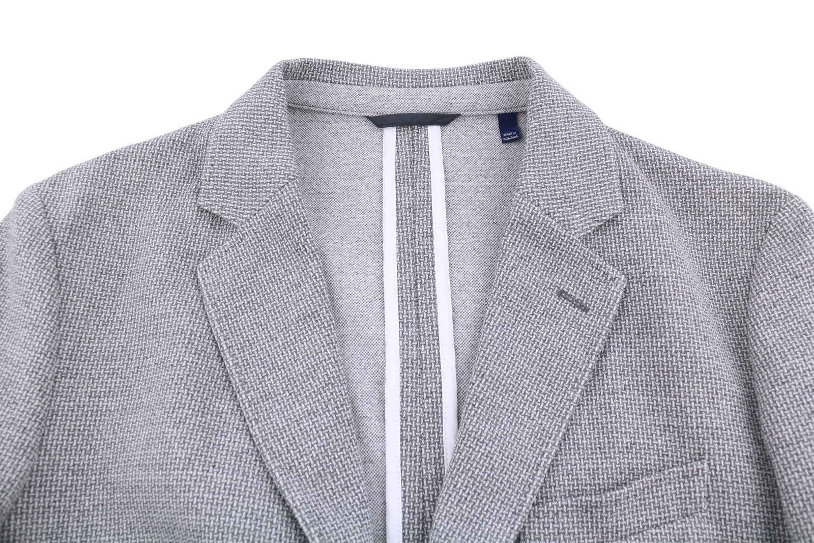 GANT Mini Pattern Jersey Men Blazer EU54 Grey Melange Slim Notch Single Breasted
