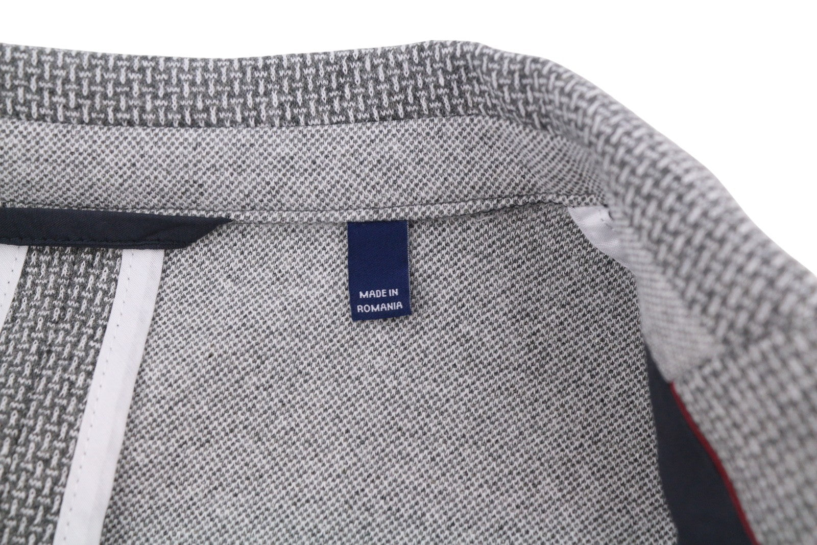 GANT Mini Pattern Jersey Men Blazer EU54 Grey Melange Slim Notch Single Breasted