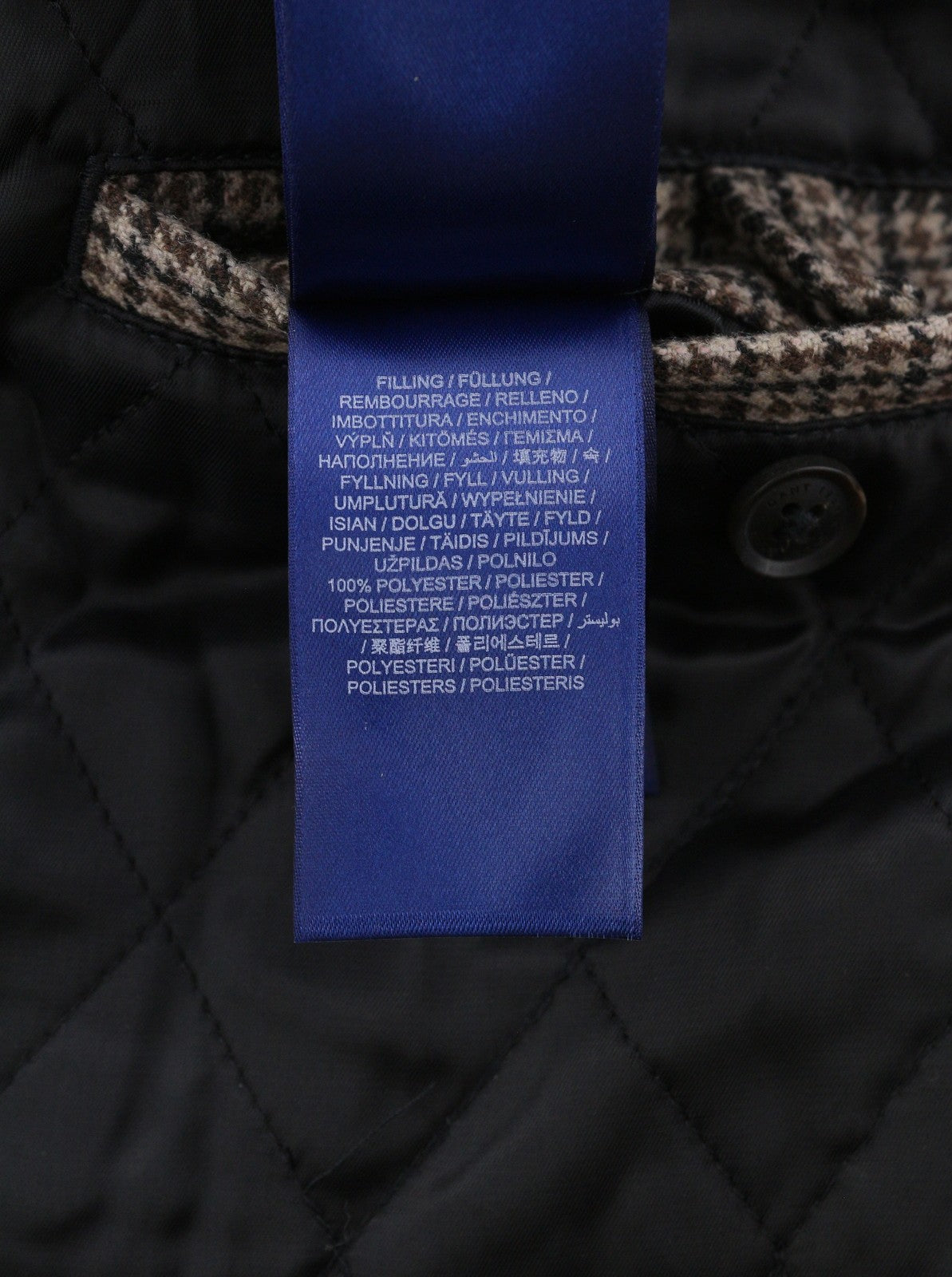 GANT Checked Wool Harrington Men Jacket M Hazel Wood Beige Padded Bomber RRP560