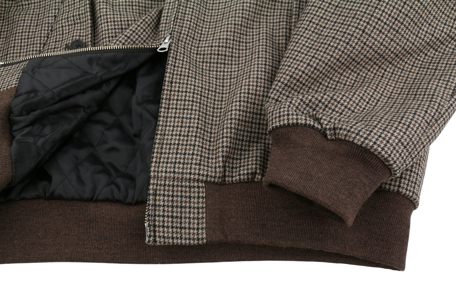 GANT Checked Wool Harrington Men Jacket M Hazel Wood Beige Padded Bomber RRP560