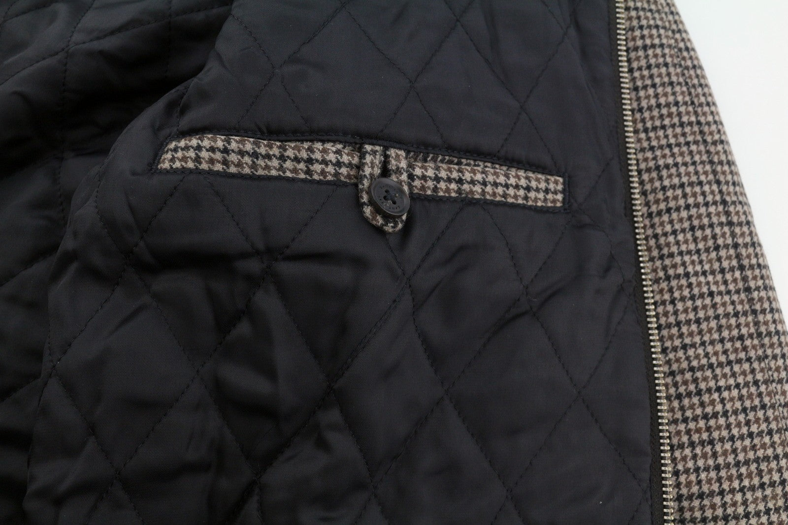 GANT Checked Wool Harrington Men Jacket M Hazel Wood Beige Padded Bomber RRP560