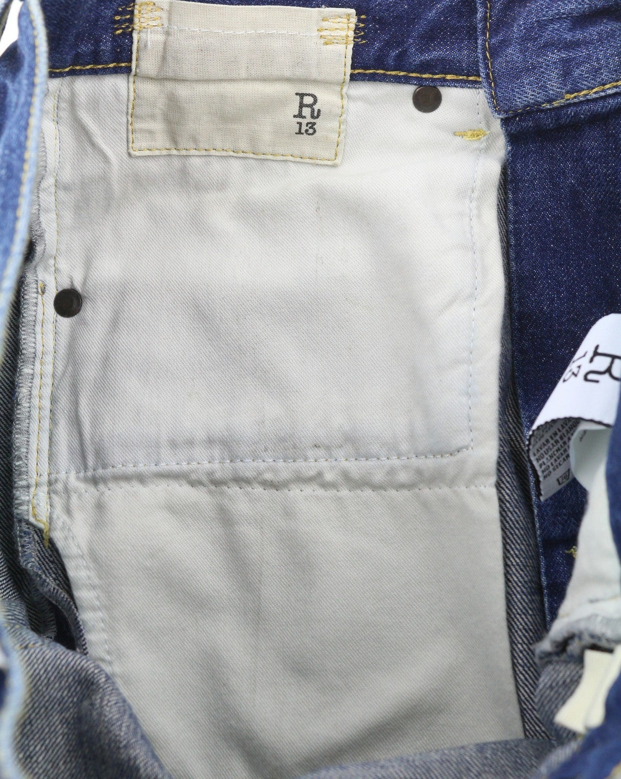 R13 Cuffed Romeo Women Jeans 26 Oasis Blue Whiskers Faded Distress PS26 RRP645