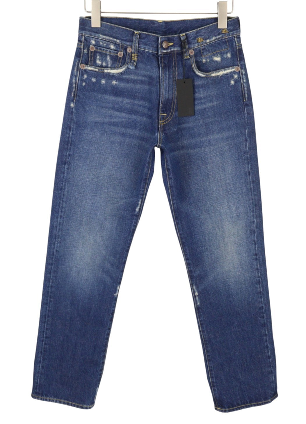 R13 Cuffed Romeo Women Jeans 26 Oasis Blue Whiskers Faded Distress PS26 RRP645