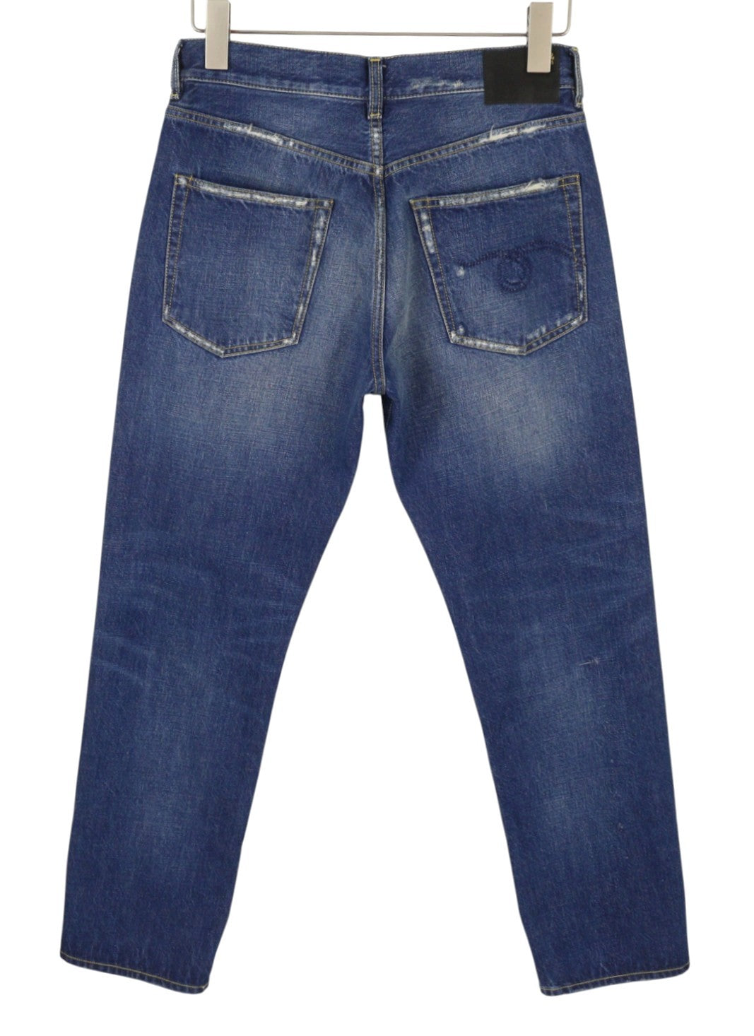 R13 Cuffed Romeo Women Jeans 26 Oasis Blue Whiskers Faded Distress PS26 RRP645