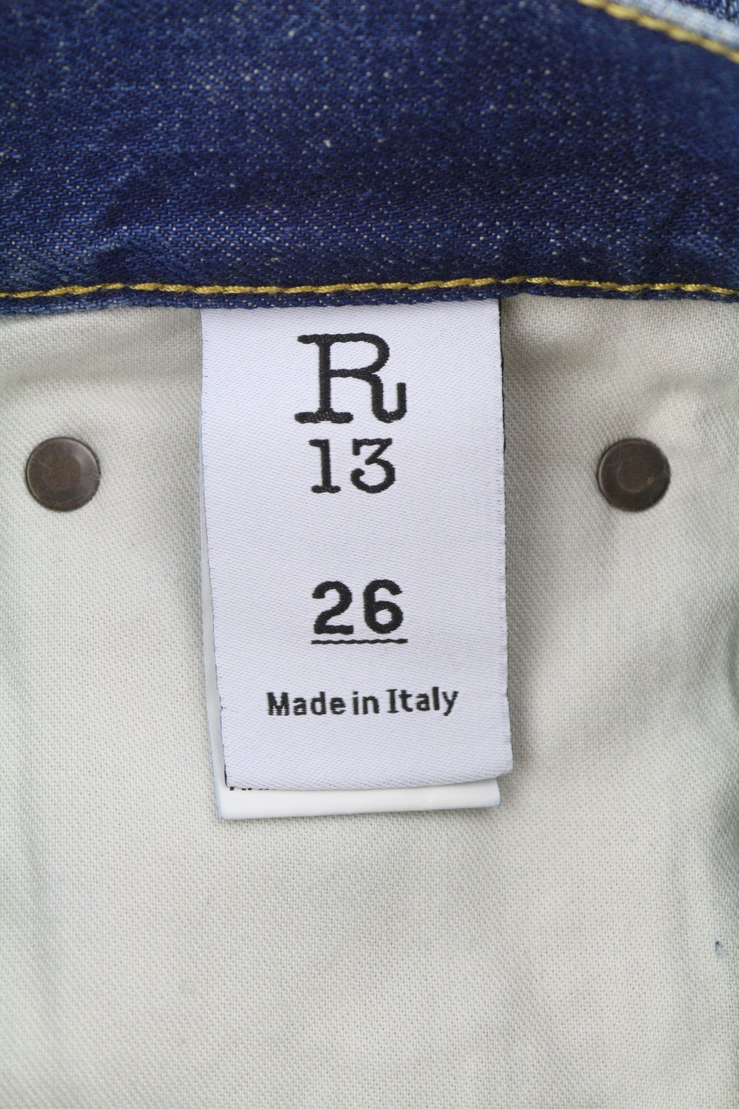 R13 Cuffed Romeo Women Jeans 26 Oasis Blue Whiskers Faded Distress PS26 RRP645