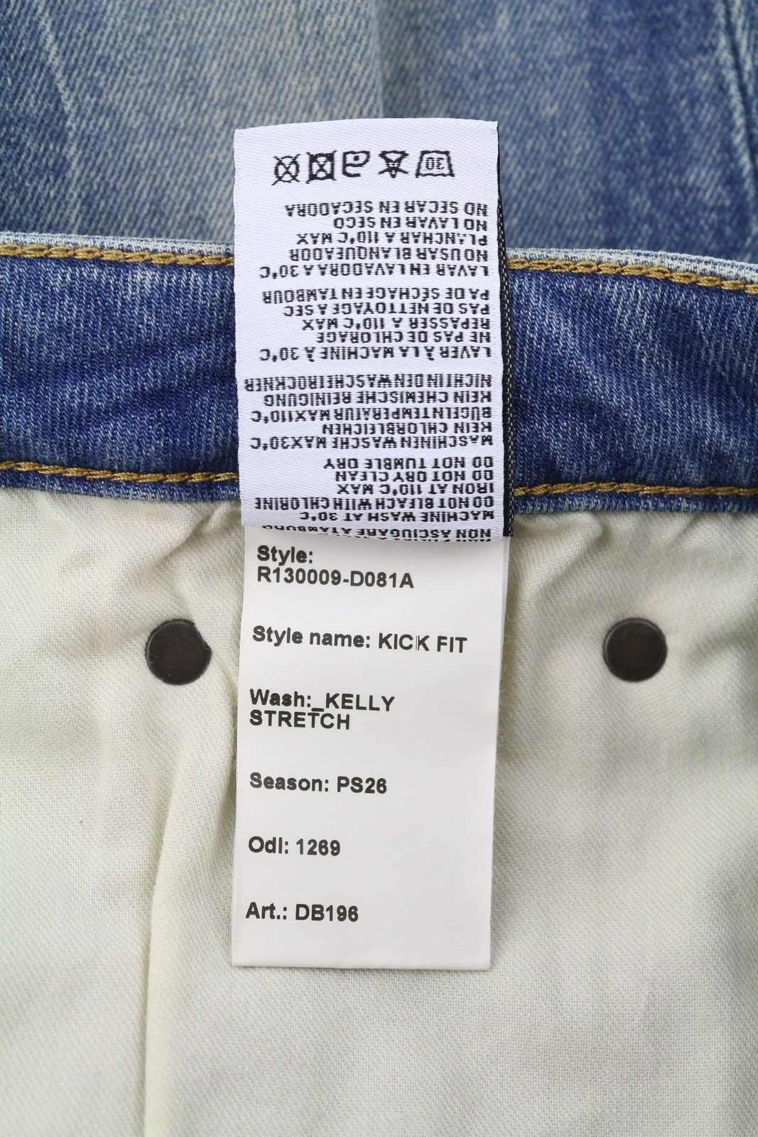 R13 Kick Women Jeans 26 Kelly Stretch Whiskers Faded Cropped Blue PS26 RRP699