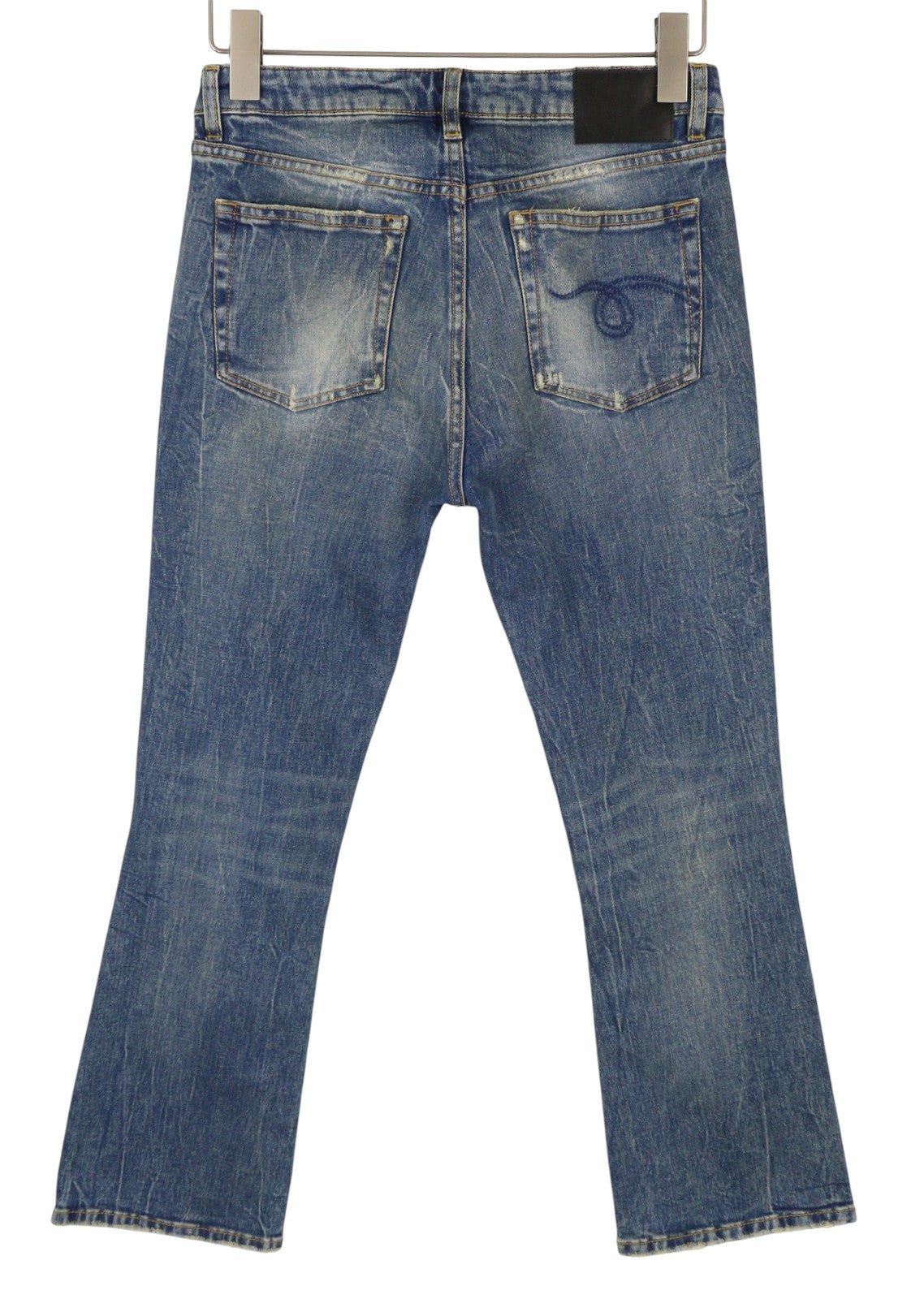 R13 Kick Women Jeans 26 Kelly Stretch Whiskers Faded Cropped Blue PS26 RRP699