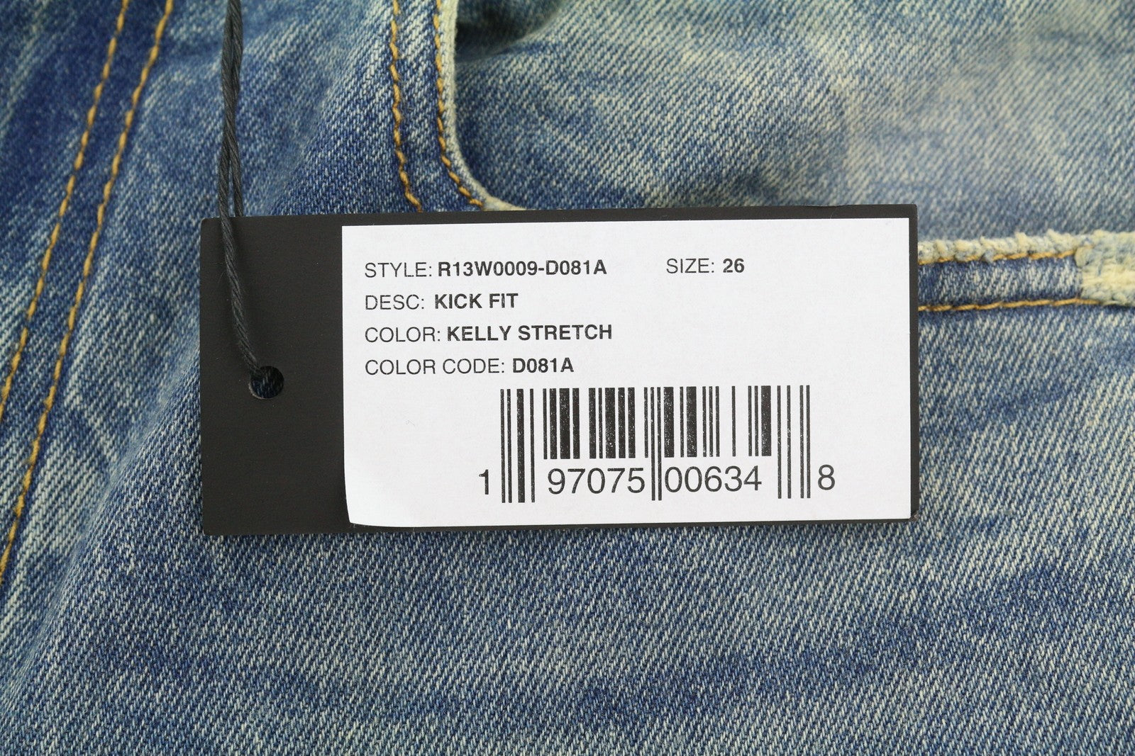 R13 Kick Women Jeans 26 Kelly Stretch Whiskers Faded Cropped Blue PS26 RRP699