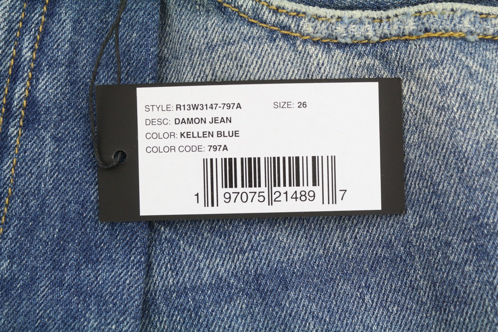 R13 Damon Pleated Women Jeans 26 Kellen Baggy Whiskers Faded Blue PS26