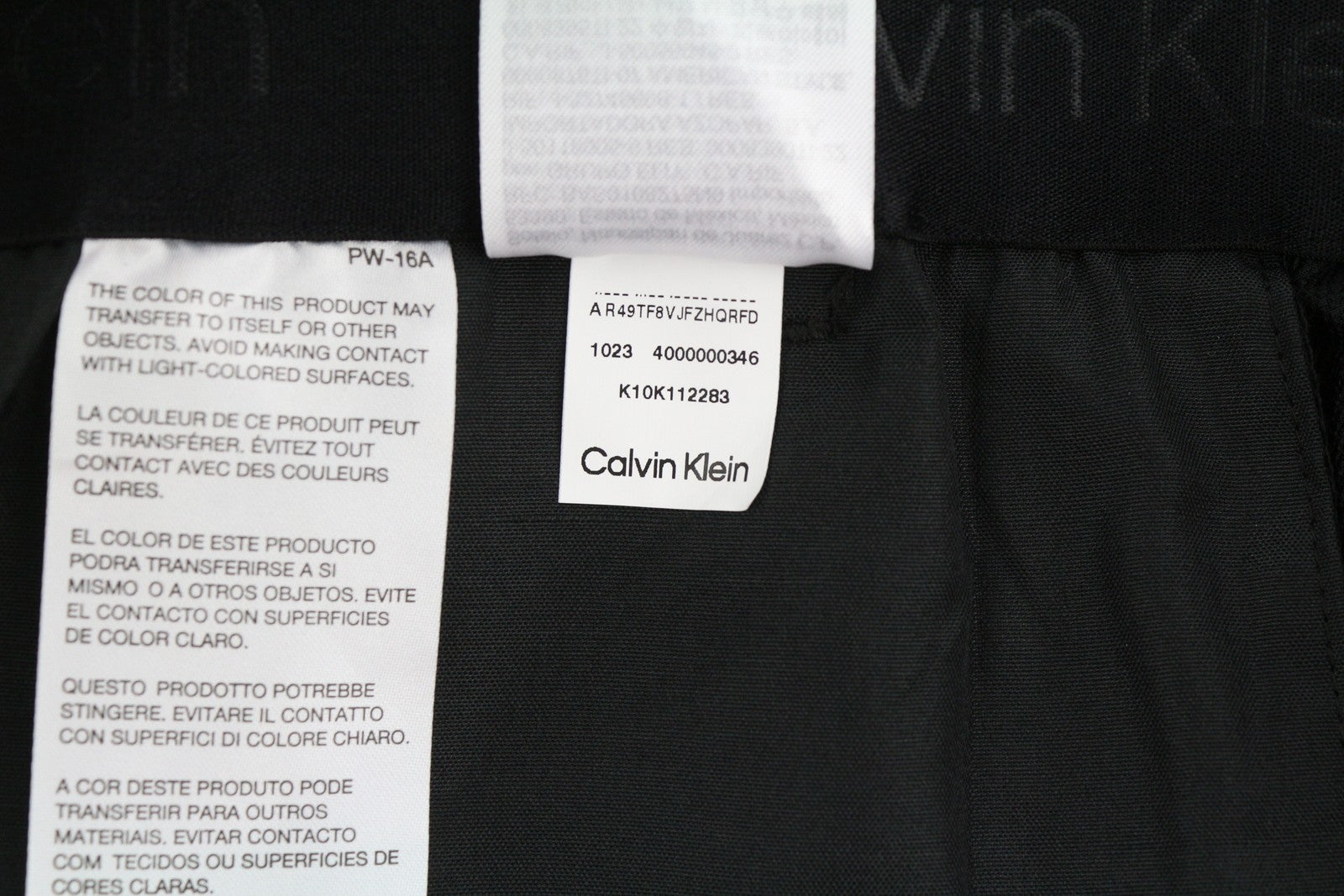 CALVIN KLEIN Crinkle Tech Stretch Men Trousers XL Black Slim Fit Elastic Waist
