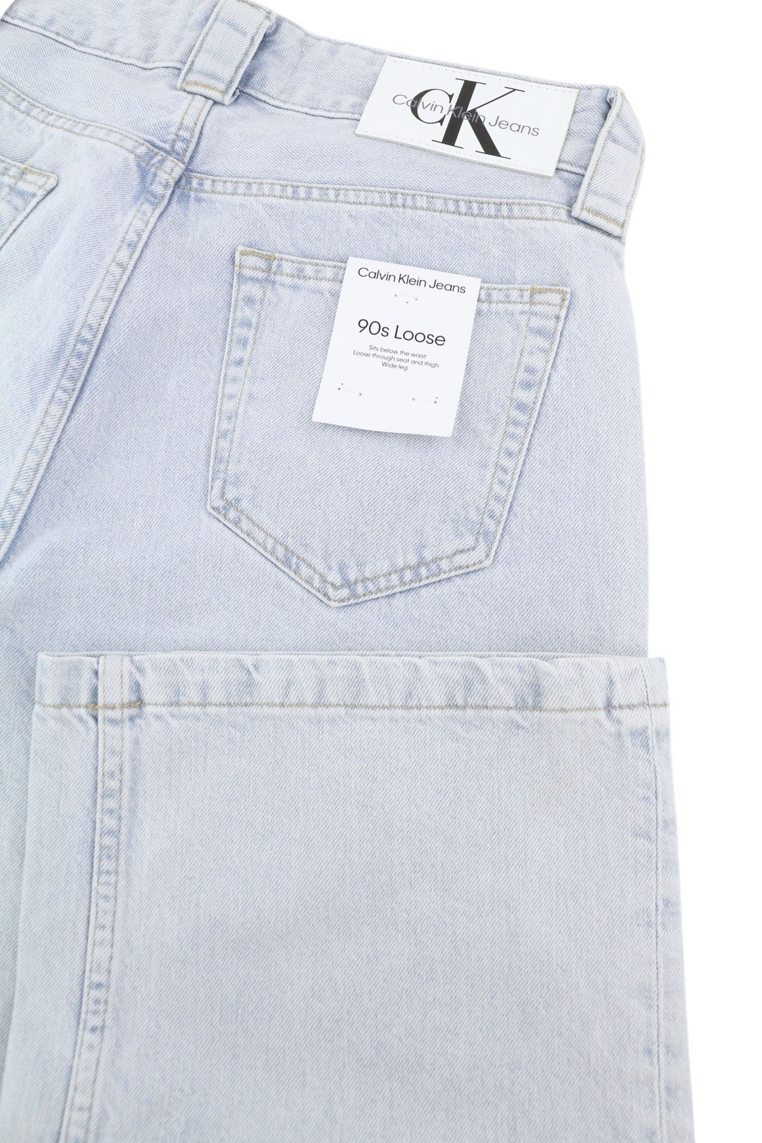 CALVIN KLEIN 90s Loose Pleated Men Jeans W28 Washed Blue Wide Fit Zip RRP272