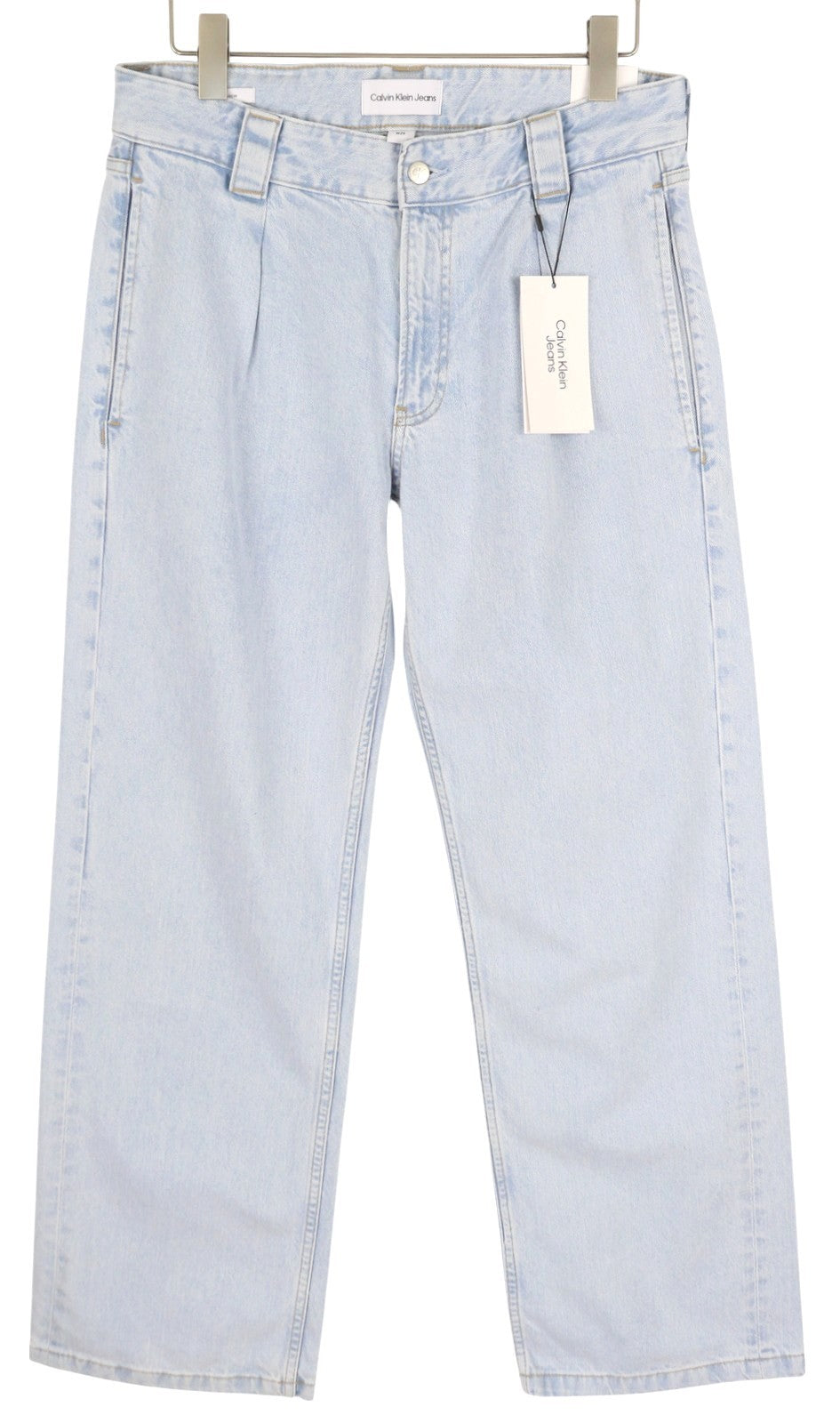 CALVIN KLEIN 90s Loose Pleated Men Jeans W29 Washed Blue Relaxed Leg Zip RRP272