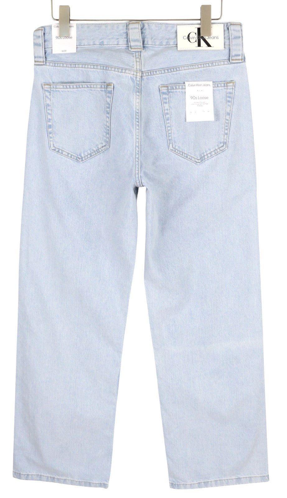 CALVIN KLEIN 90s Loose Pleated Men Jeans W29 Washed Blue Relaxed Leg Zip RRP272