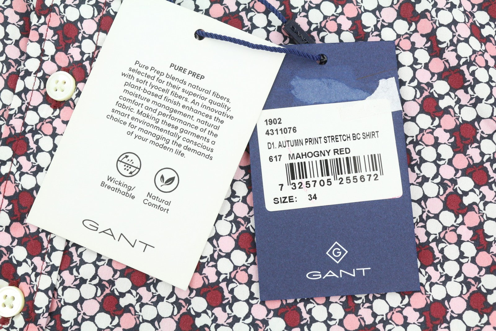 GANT Autunm Print Stretch Women Shirt EU34 Patterned Casual Spread Button-Up