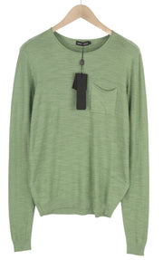ANTONY MORATO Men Jumper L Green Knit Crew Neck Patch Pocket Logo Pullover