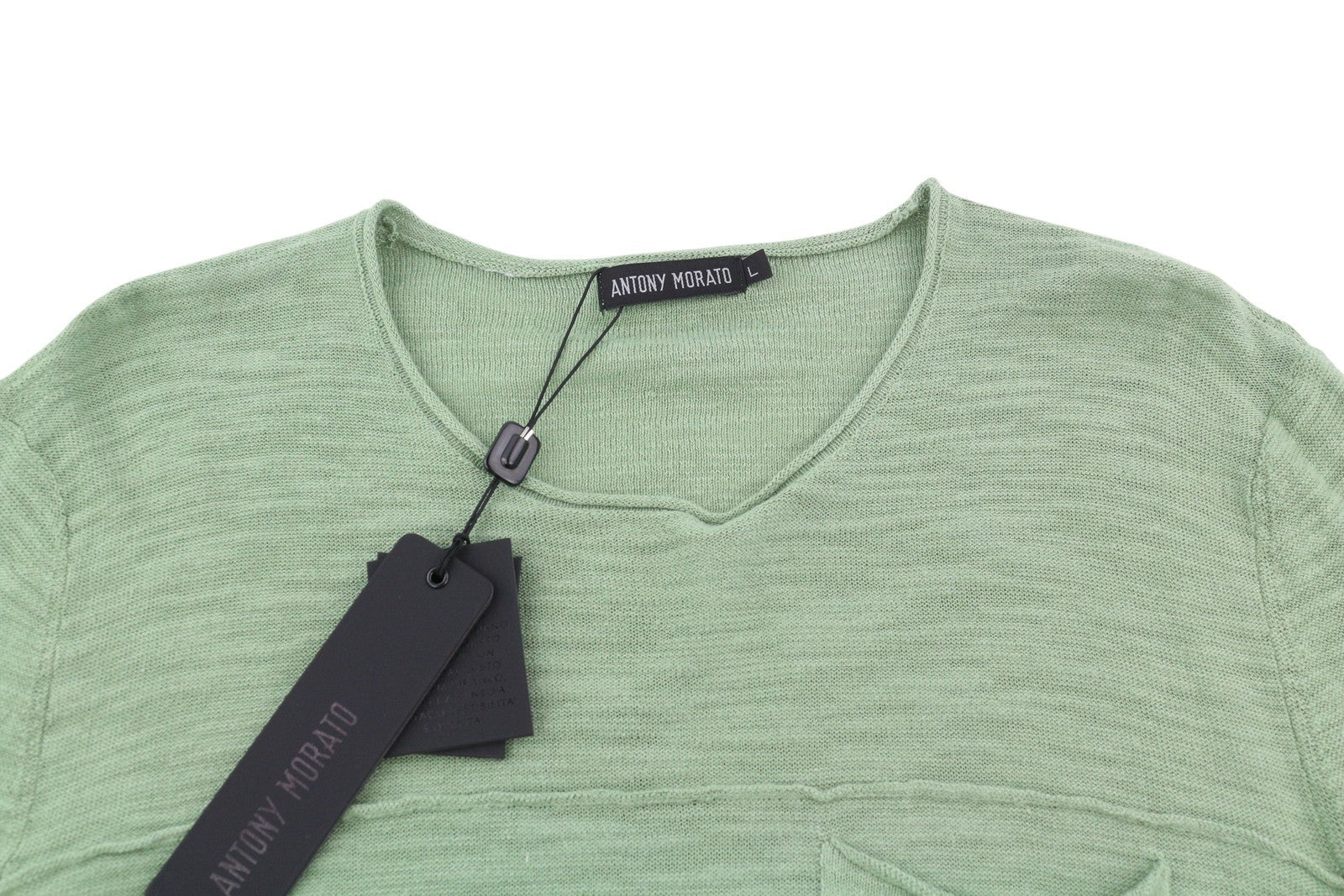 ANTONY MORATO Men Jumper L Green Knit Crew Neck Patch Pocket Logo Pullover