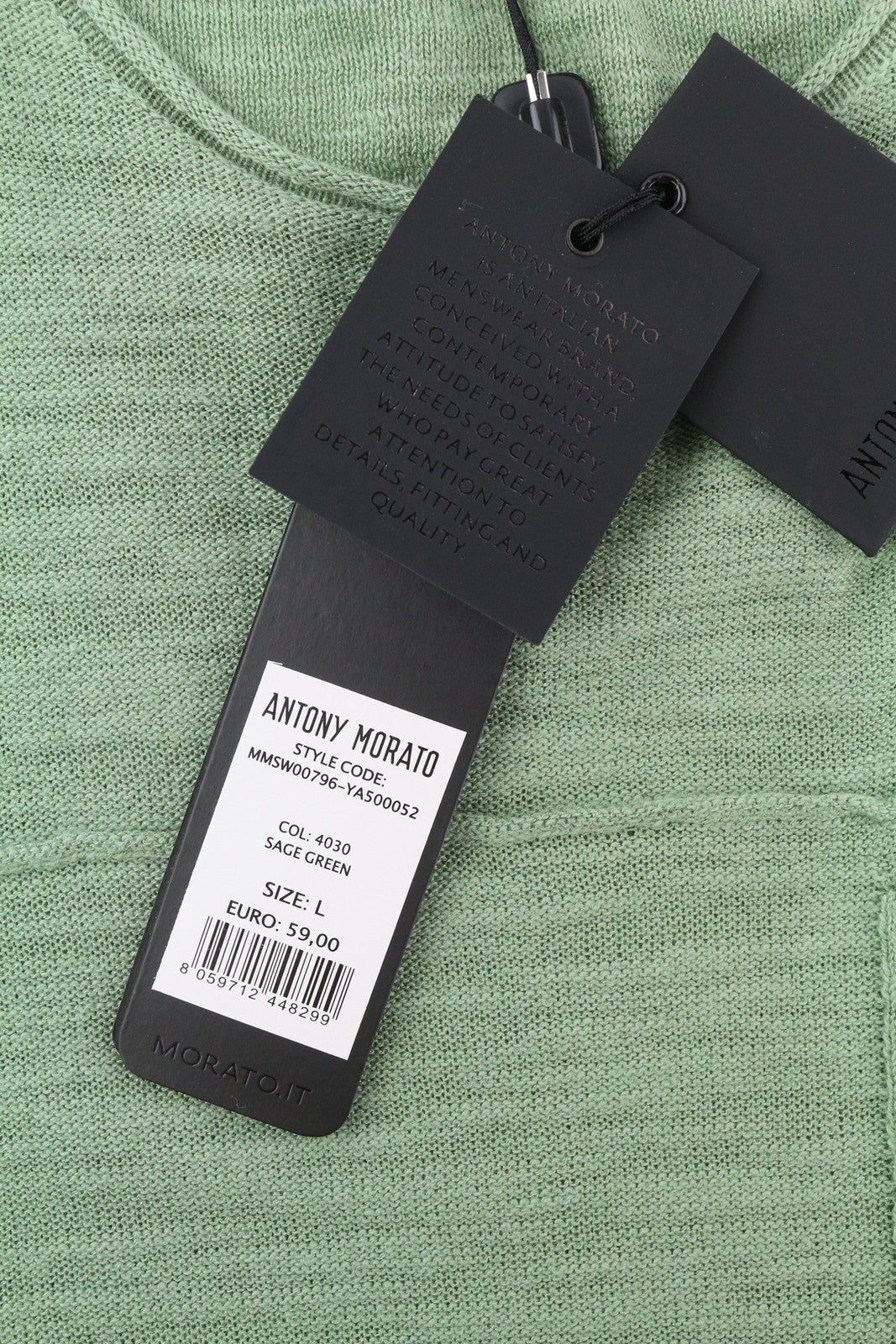 ANTONY MORATO Men Jumper L Green Knit Crew Neck Patch Pocket Logo Pullover