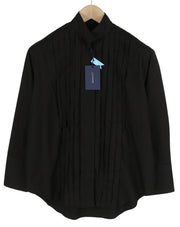 GANT Tux Pleated Relaxed Women Shirt EU32 Black Band Neck Button-Up Long Sleeve