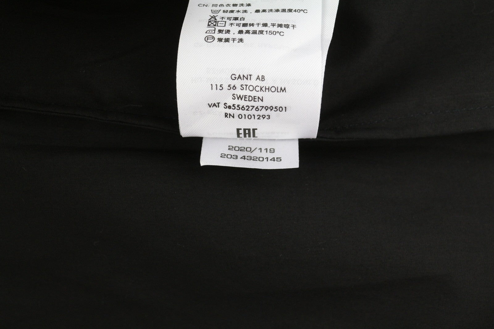 GANT Tux Pleated Relaxed Women Shirt EU32 Black Band Neck Button-Up Long Sleeve