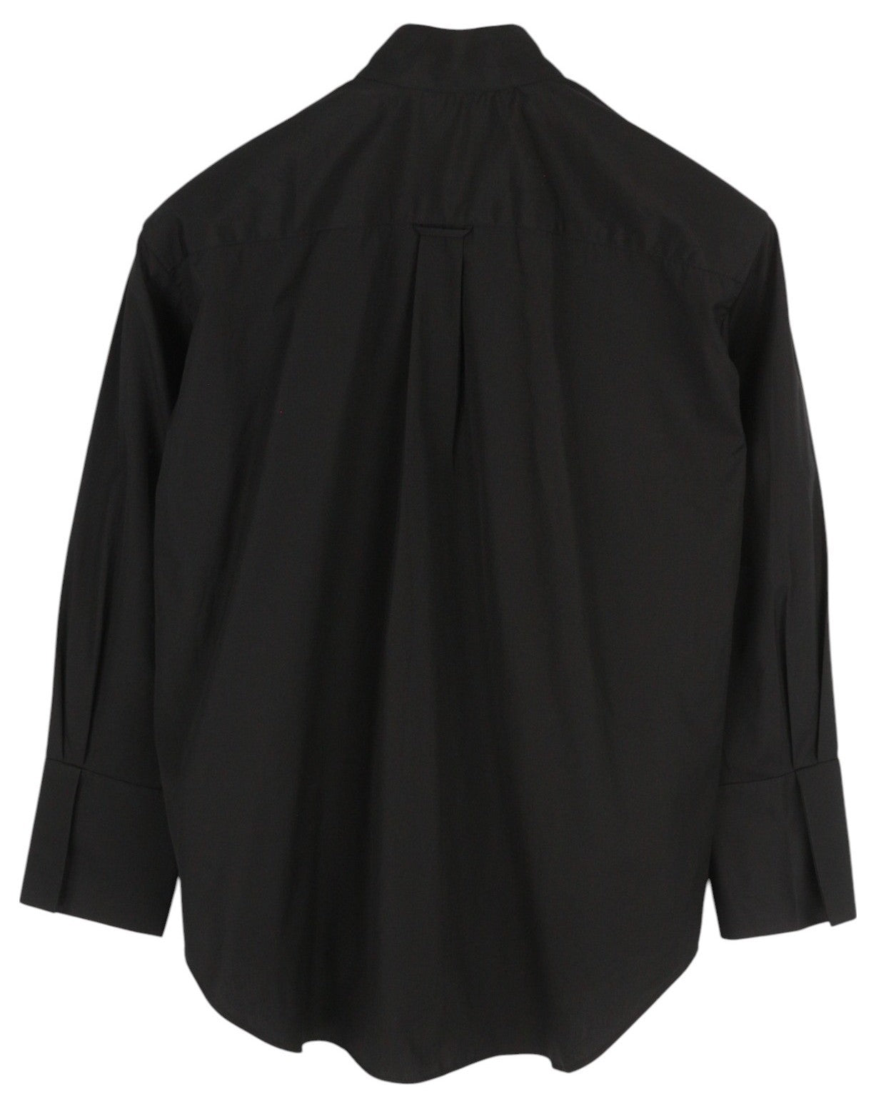 GANT Tux Pleated Relaxed Women Shirt EU32 Black Band Neck Button-Up Long Sleeve