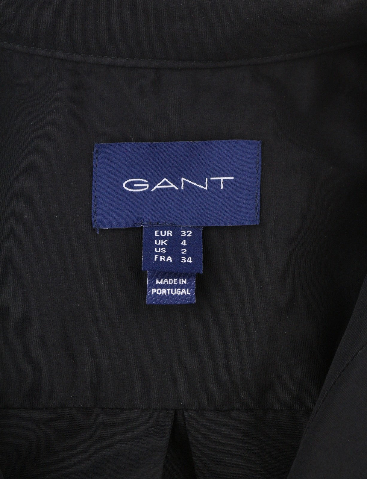 GANT Tux Pleated Relaxed Women Shirt EU32 Black Band Neck Button-Up Long Sleeve