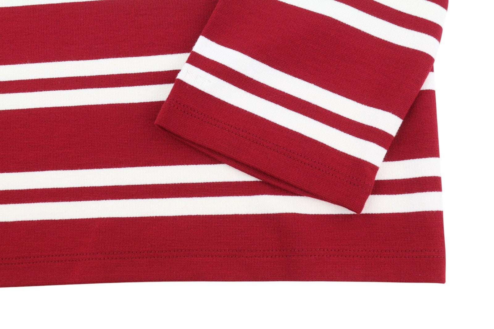 GANT Striped Women Dress S Burgundy Jersey Round Neck 3/4 Sleeve Knee-Length