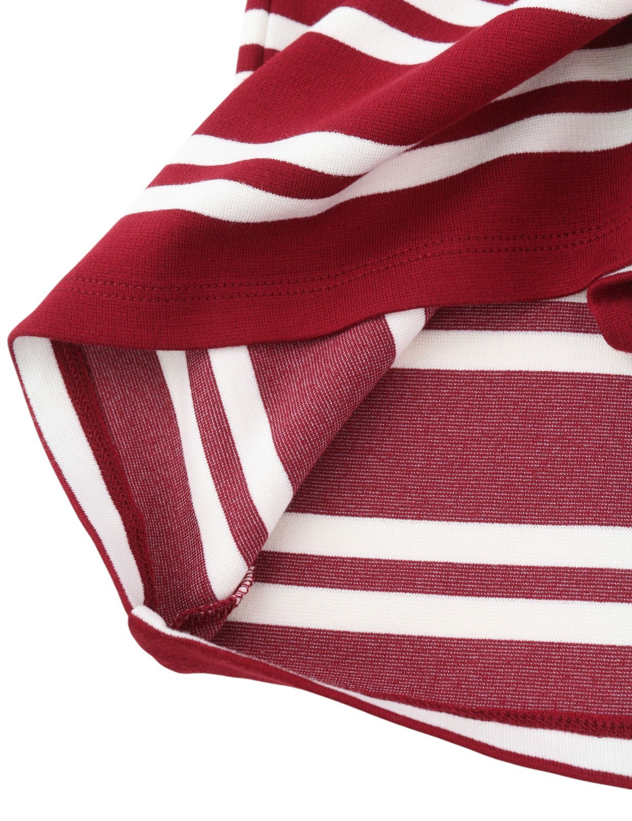 GANT Striped Women Dress S Burgundy Jersey Round Neck 3/4 Sleeve Knee-Length