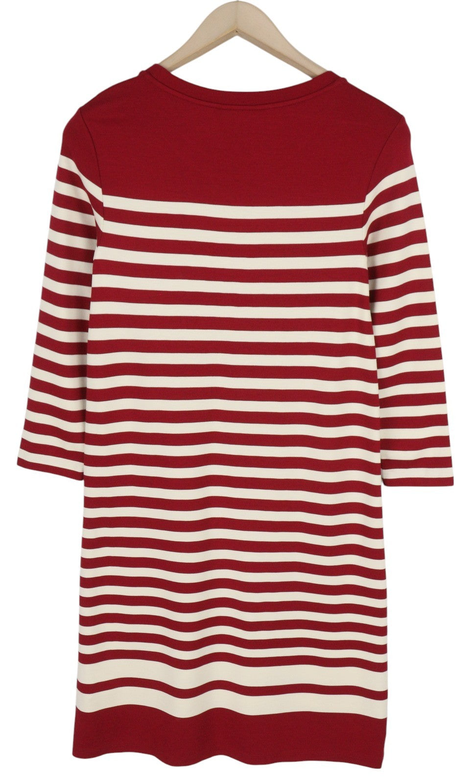 GANT Striped Shift Women Dress XS Burgundy 3/4 Sleeve Round Neck Knee-Length