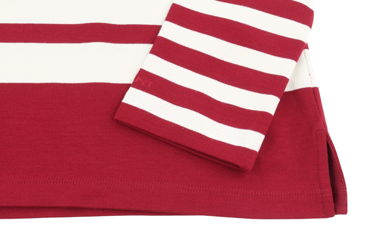 GANT Striped Shift Women Dress XS Burgundy 3/4 Sleeve Round Neck Knee-Length