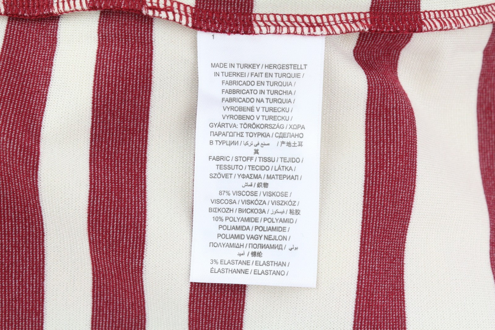 GANT Striped Shift Women Dress XS Burgundy 3/4 Sleeve Round Neck Knee-Length