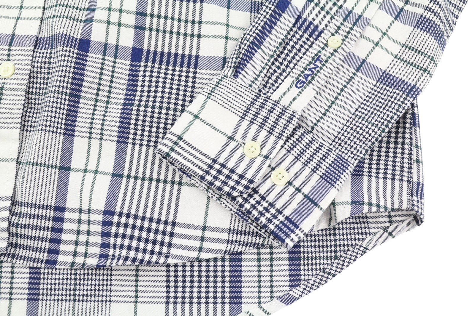 GANT Flannel Women Shirt EU38 Blue Plaid Spread Neck Button-Up Long Sleeve