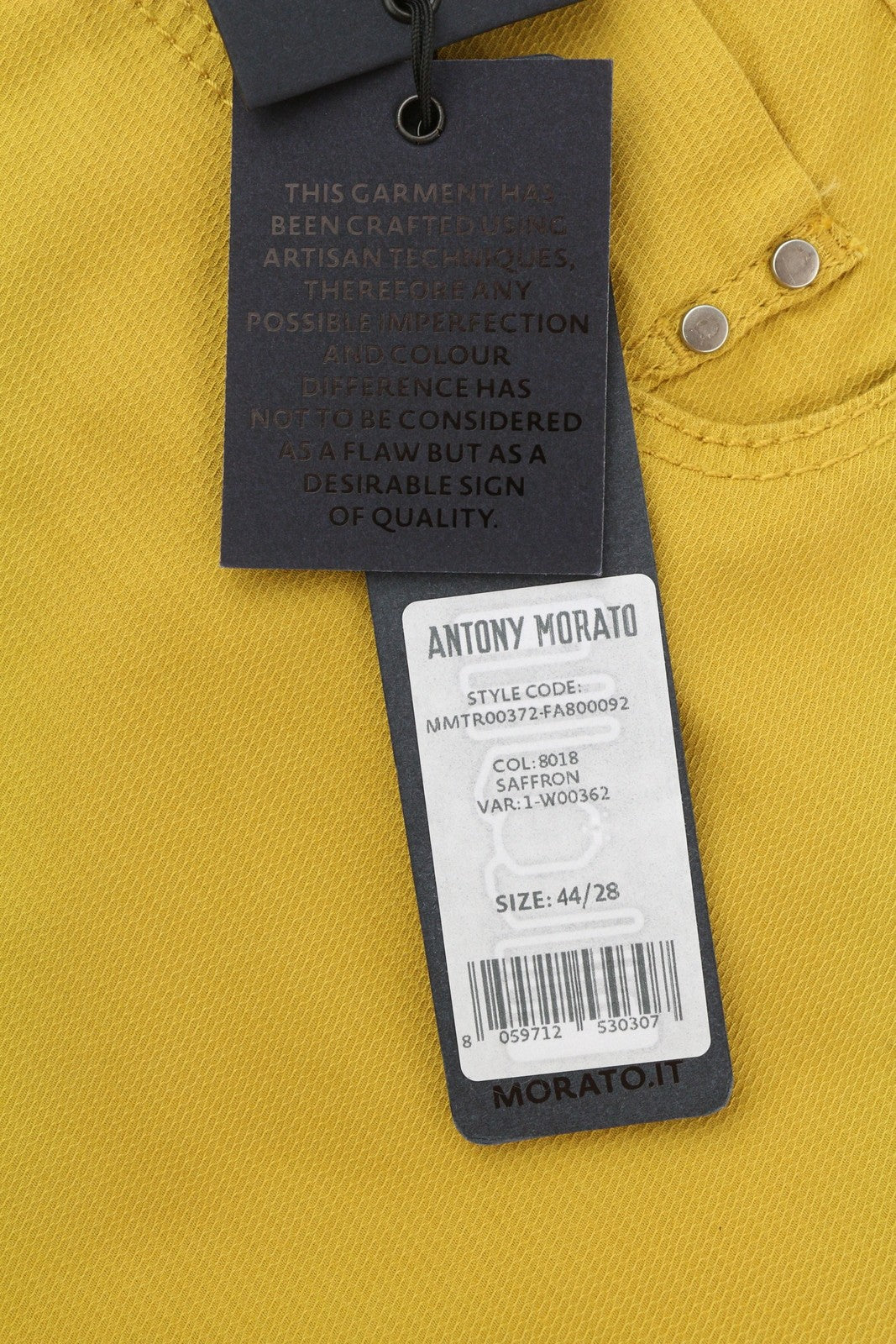 ANTONY MORATO Keith Men Trousers W28 Yellow Textured Skinny Zip Fly Casual