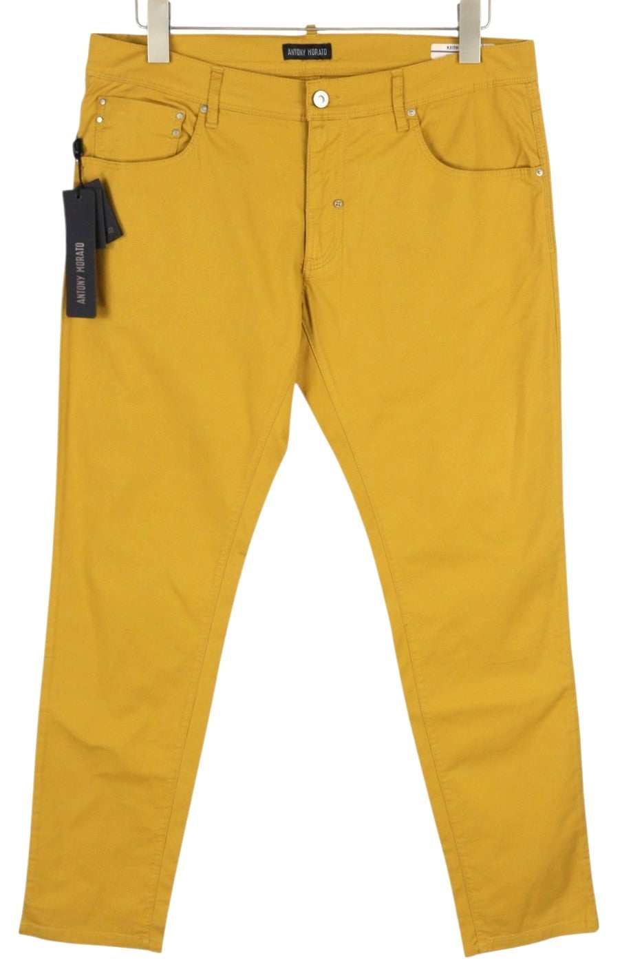 ANTONY MORATO Keith Men Trousers W38 Yellow Textured Skinny Fit Casual Zip Fly