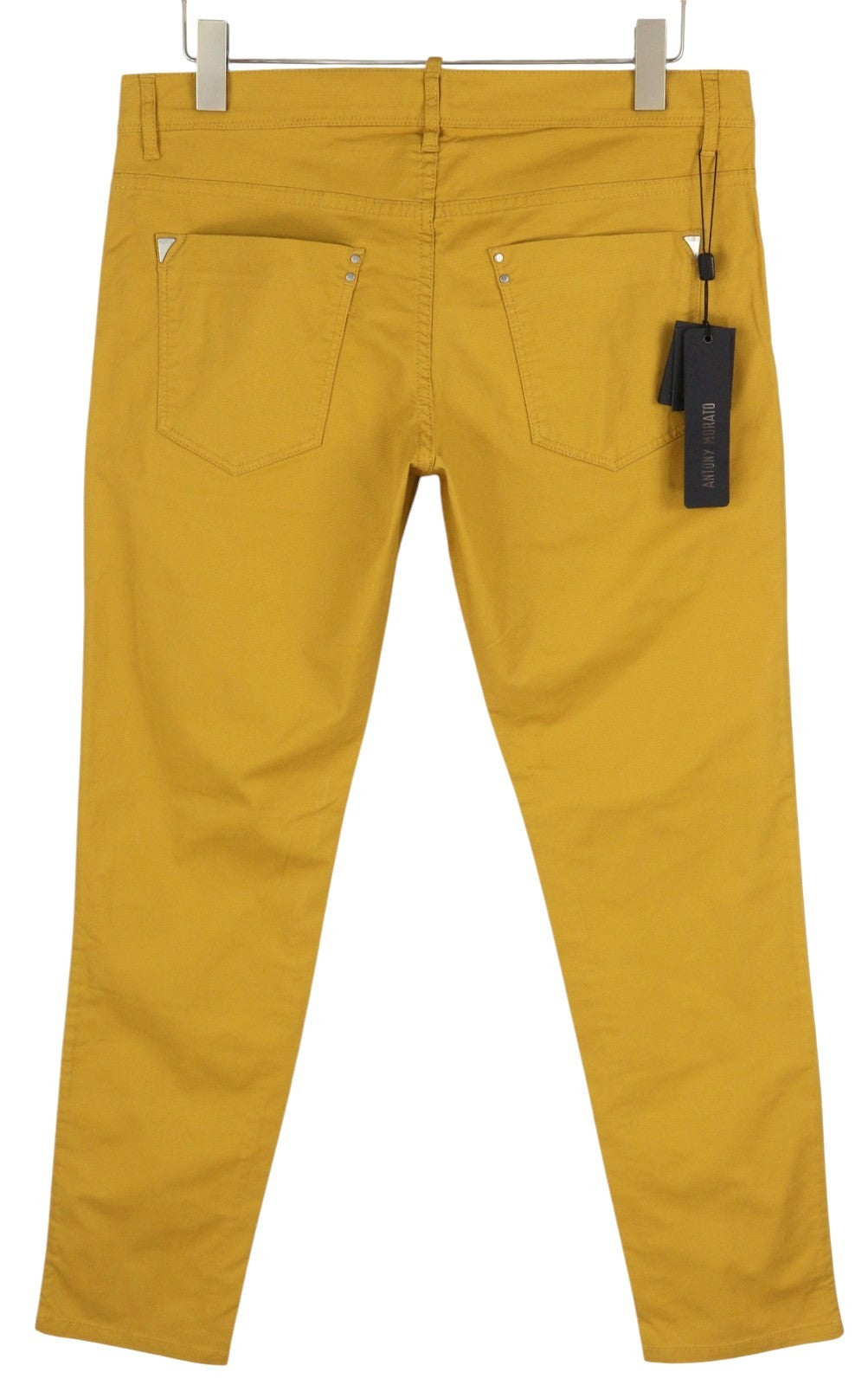 ANTONY MORATO Keith Men Trousers W38 Yellow Textured Skinny Fit Casual Zip Fly
