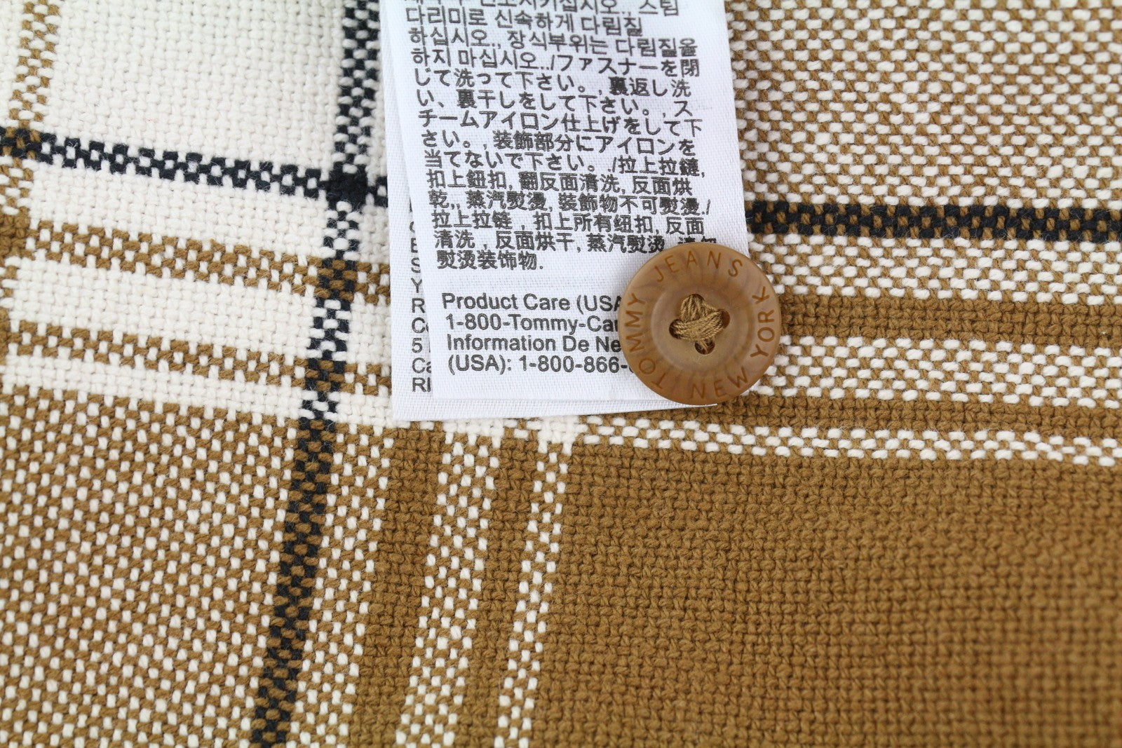 TOMMY HILFIGER Brushed Check Men Shirt XL Brown Flannel Overshirt Button-Up