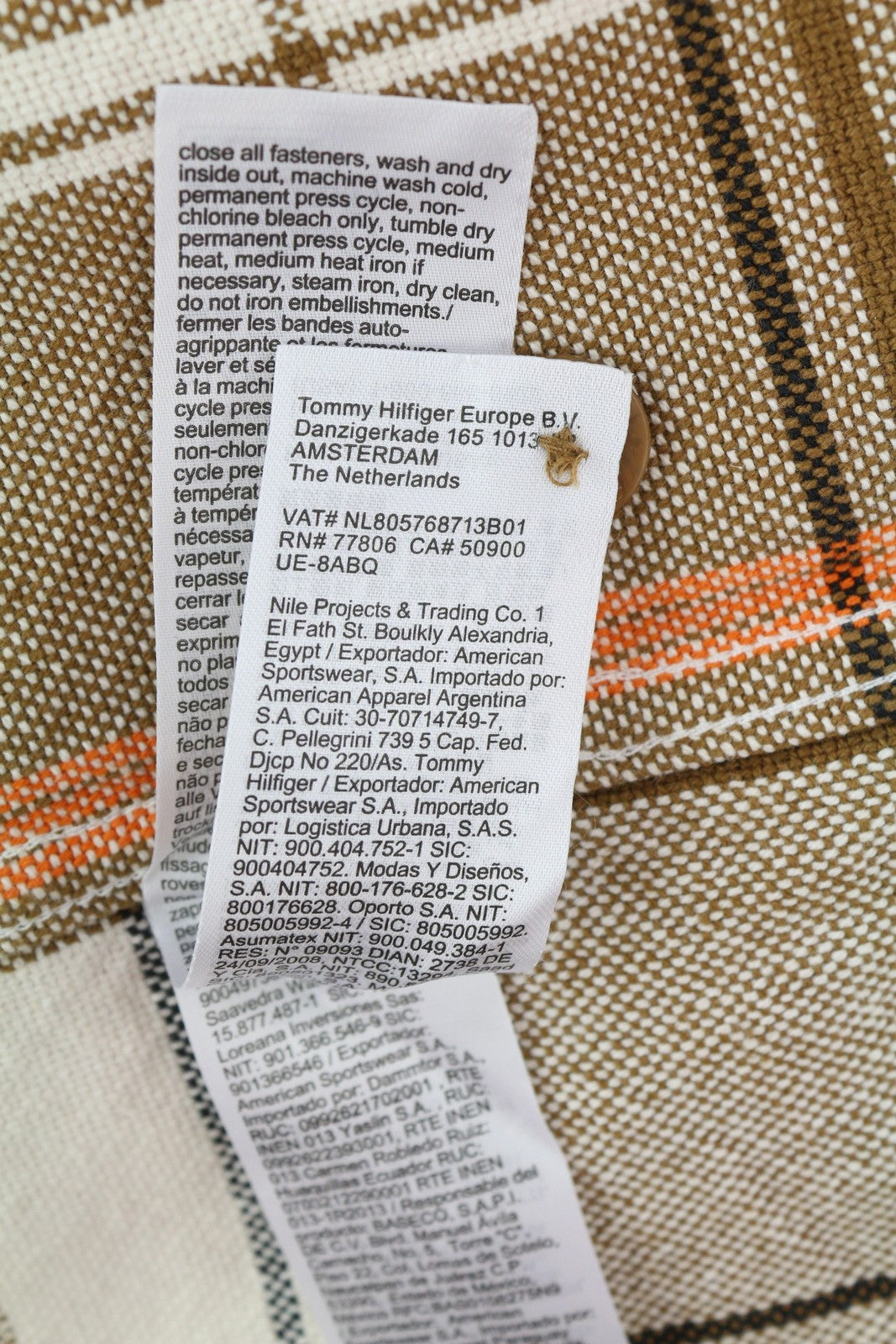 TOMMY HILFIGER Brushed Check Men Shirt XL Brown Flannel Overshirt Button-Up