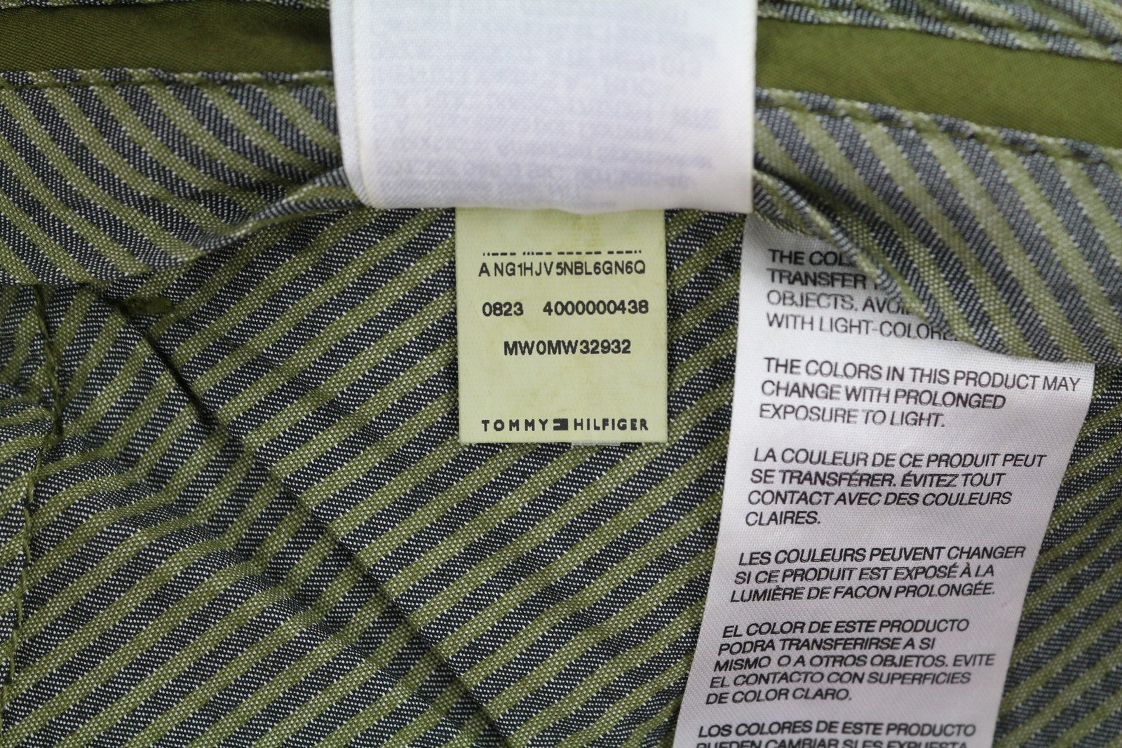 TOMMY HILFIGER Denton Chino Stretch Men Trousers W38/L34 Green Cord Straight