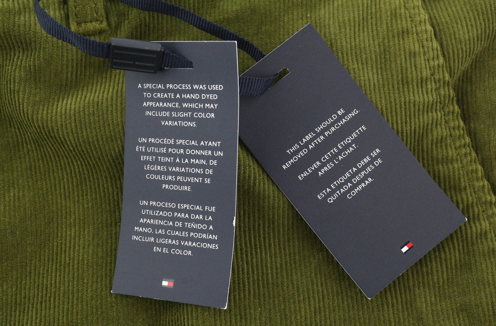 TOMMY HILFIGER Denton Chino Stretch Men Trousers W38/L34 Green Cord Straight