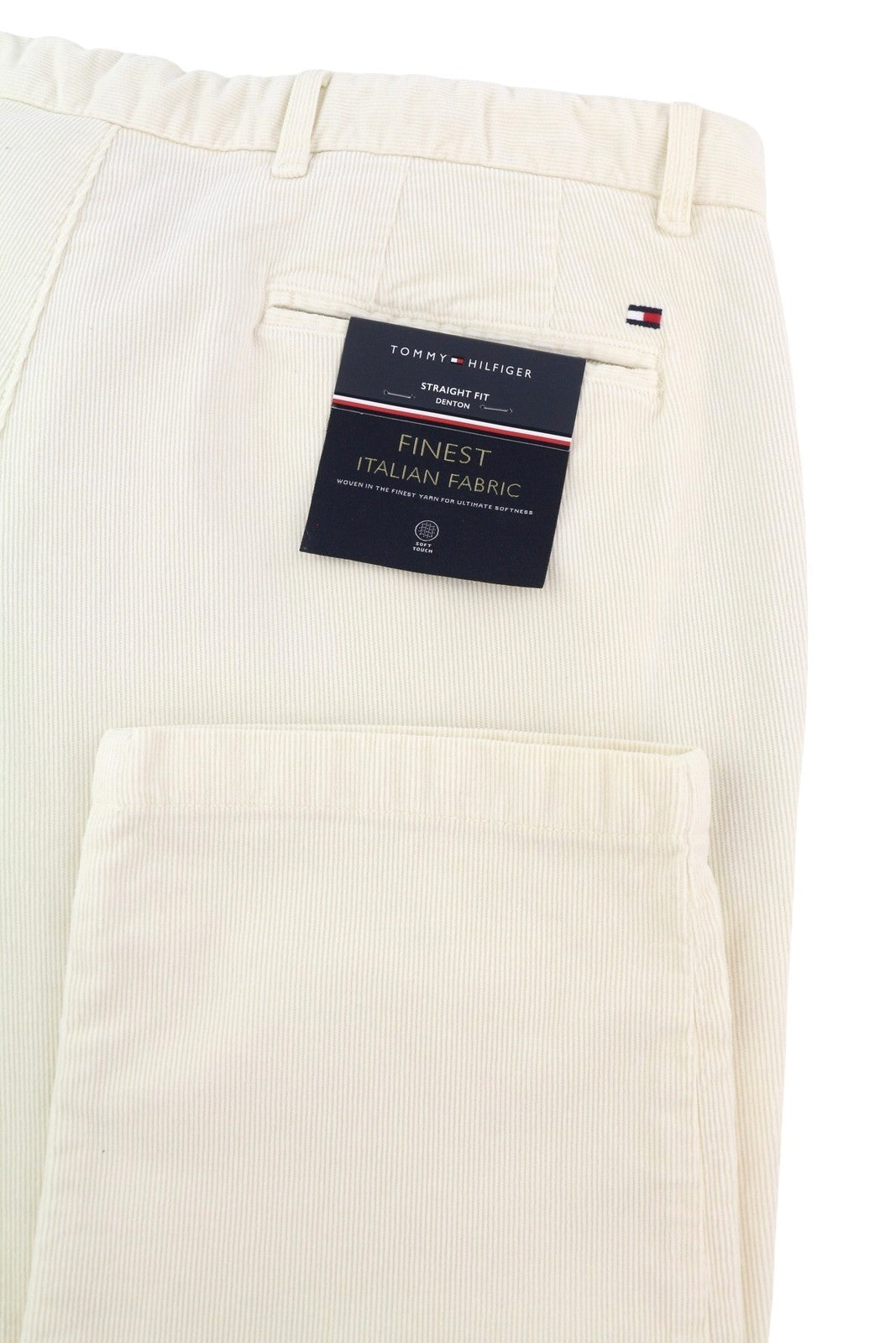 TOMMY HILFIGER Denton Chino Stretch Men Trousers W36/L32 White Cord Straight
