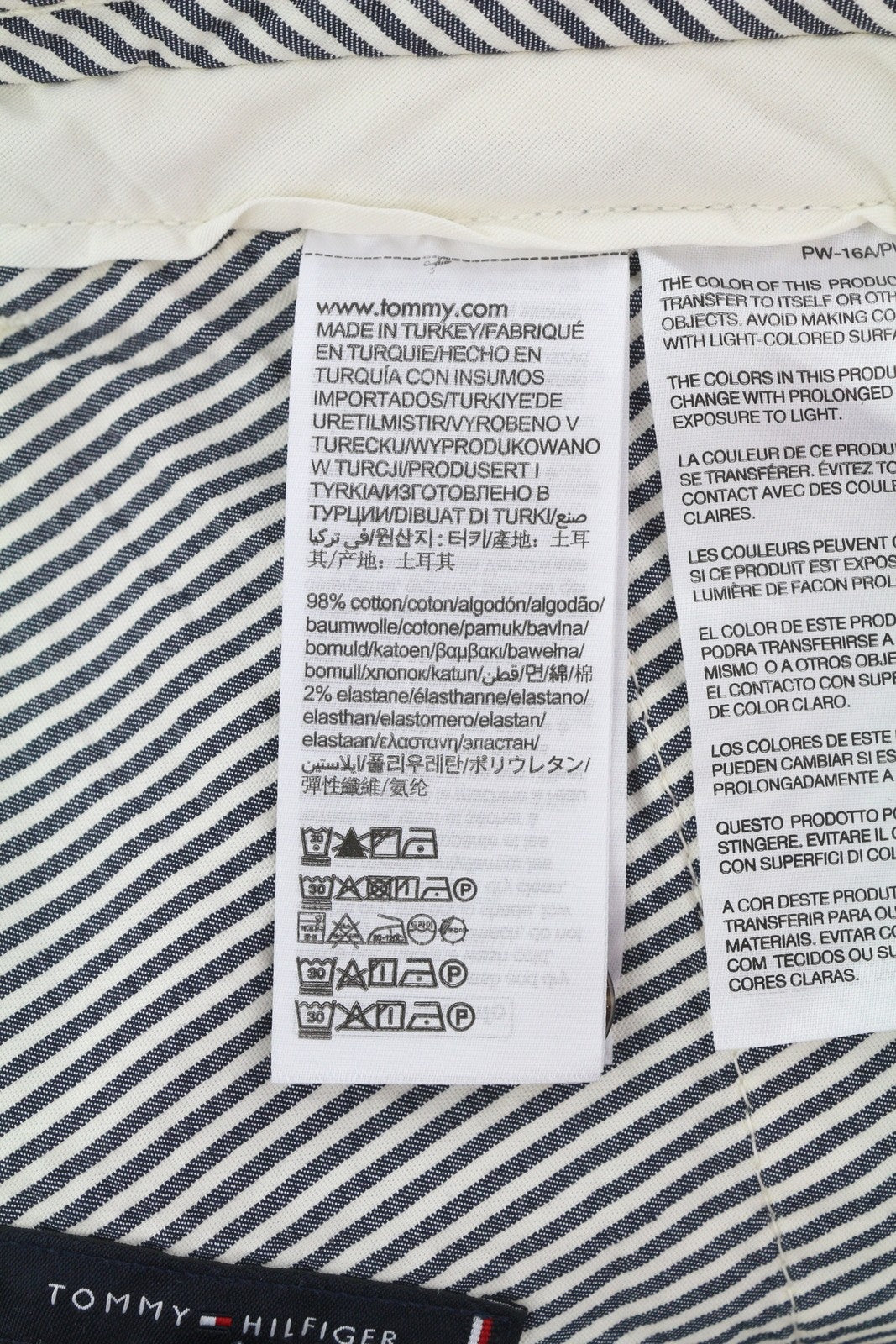 TOMMY HILFIGER Denton Chino Stretch Men Trousers W36/L32 White Cord Straight