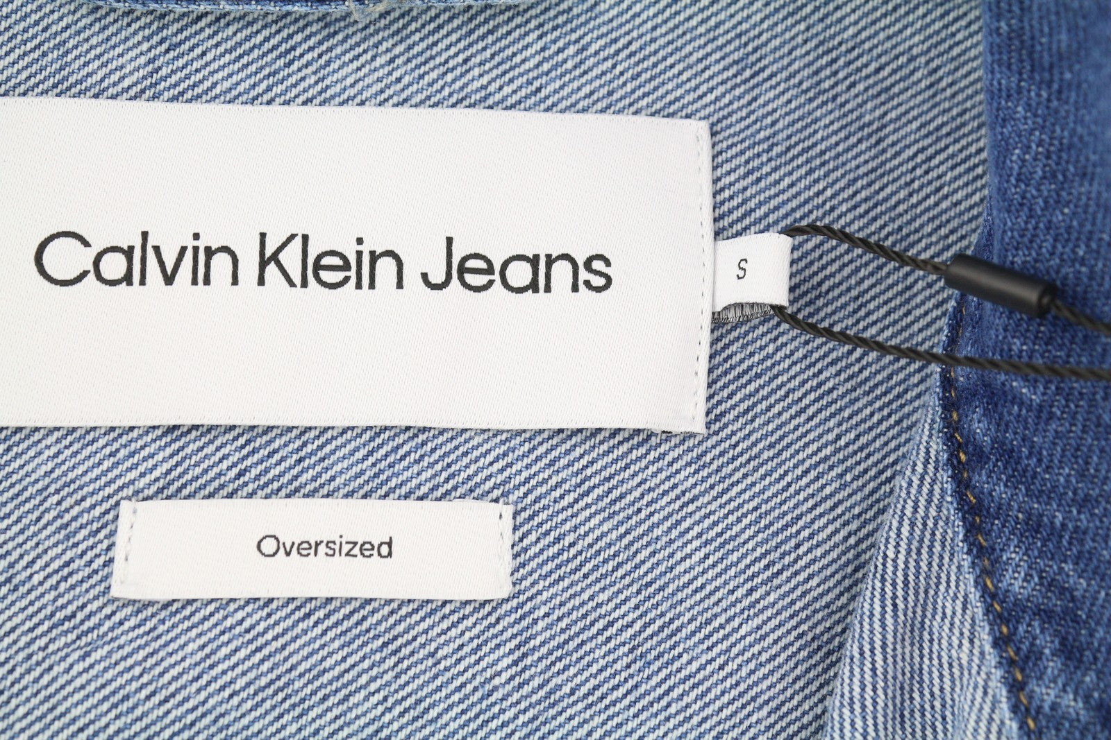 CALVIN KLEIN Men Jacket S Blue Denim Trucker Oversized Snap Button