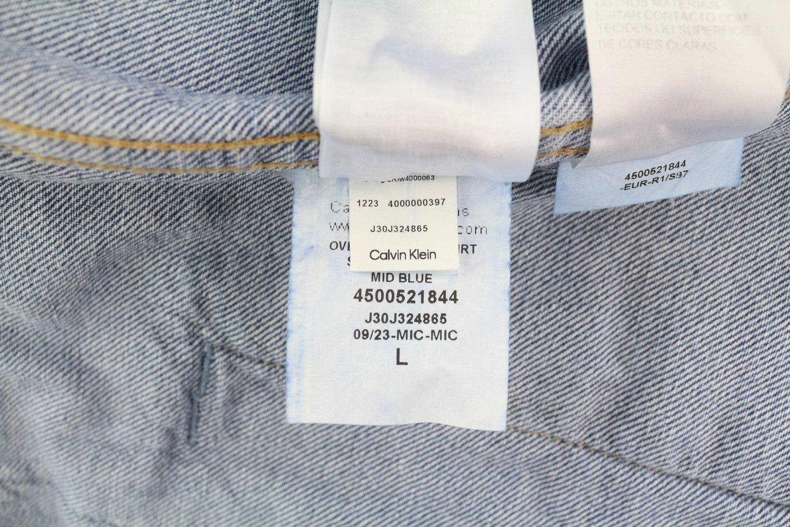 CALVIN KLEIN Men Jacket L Blue Denim Trucker Oversized Snap Button